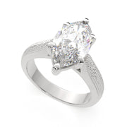 Valentina Marquise Cut Solitaire Tapered Milgrain Engagement Ring Setting - Nivetta